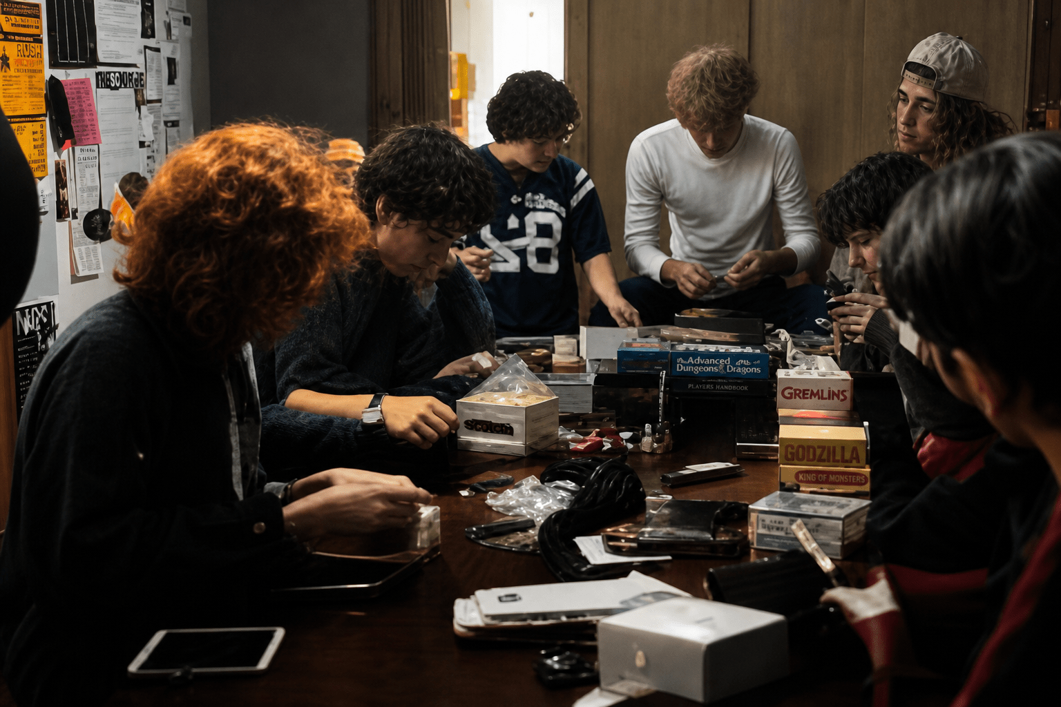 Here are a group of college students learning to assemble a kinetic light device.